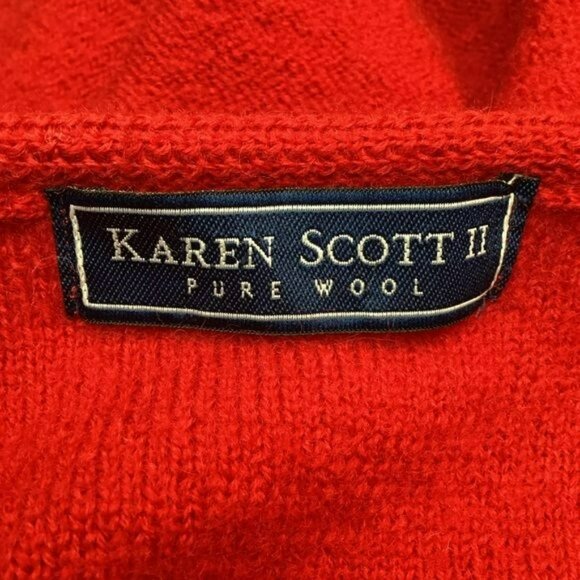 Vintage Red Cardigan Sweater With Gold Buttons & Pockets - Picture 9 of 12